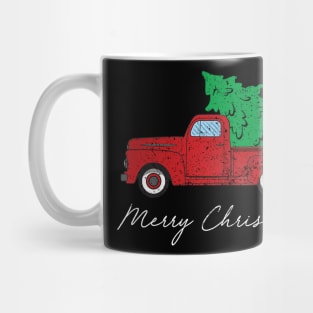 Merry Christmas Retro Vintage Red Truck Mug
